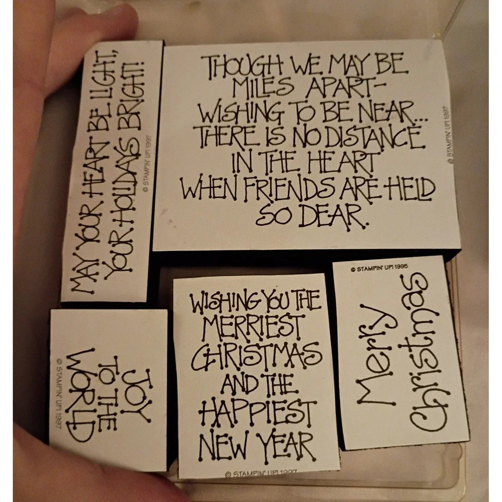 Stampin Up Vintage Wood Rubber Stamps Warmest Good Greetings Holiday 13pc